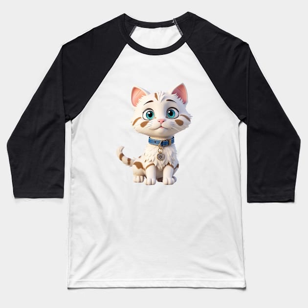 Animated Cat Baseball T-Shirt by M.V.design